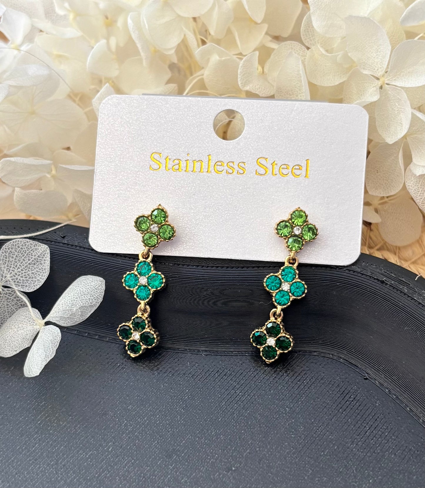 Boucles d’Oreilles Trèfle vert