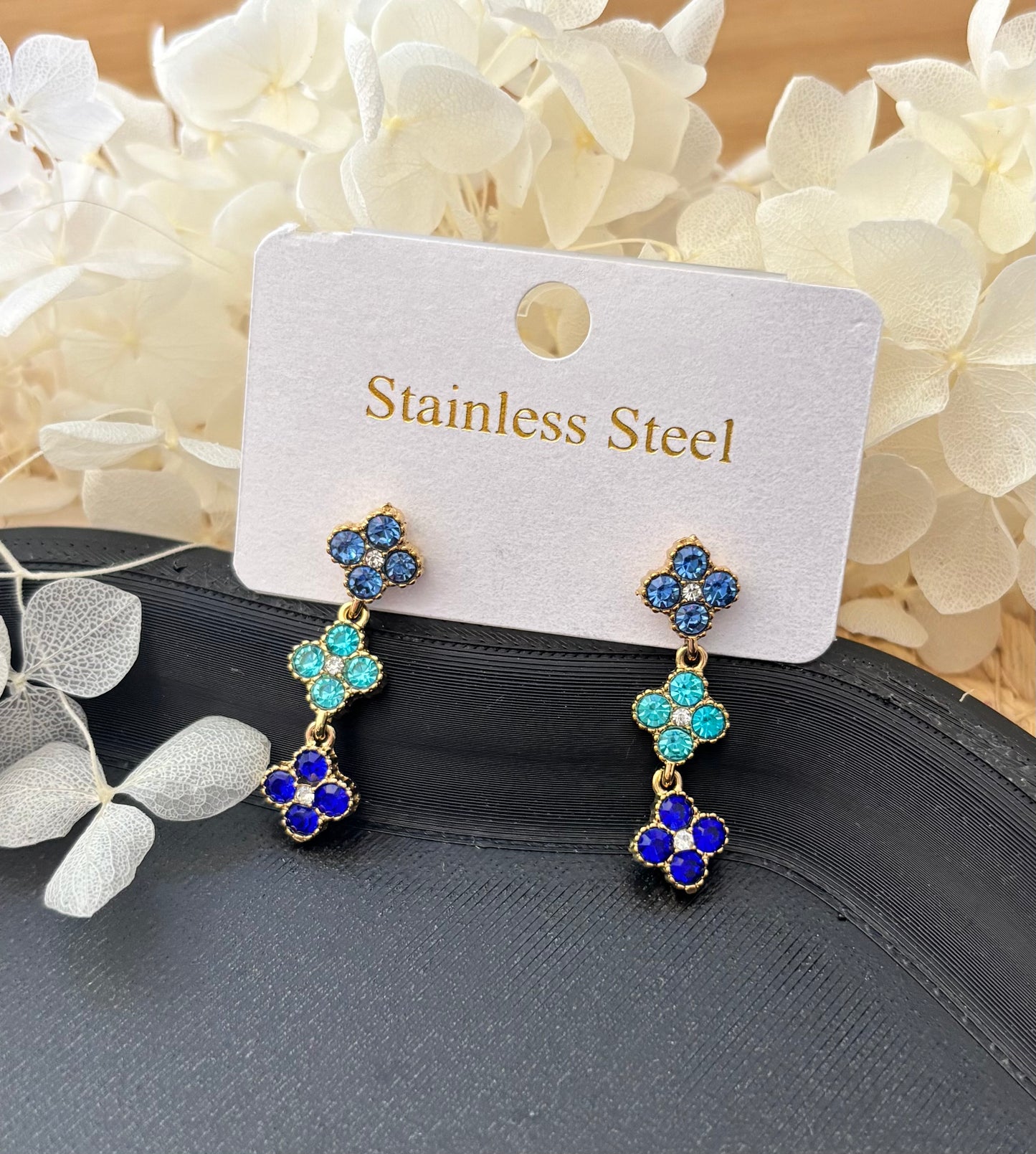 Boucles d’Oreilles Trèfle bleu