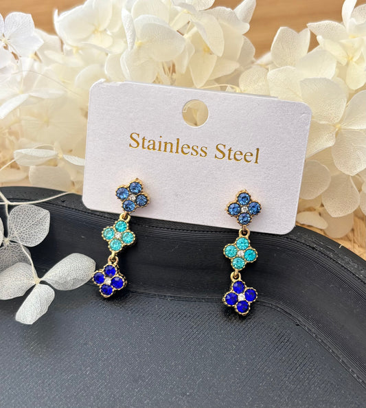 Boucles d’Oreilles Trèfle bleu