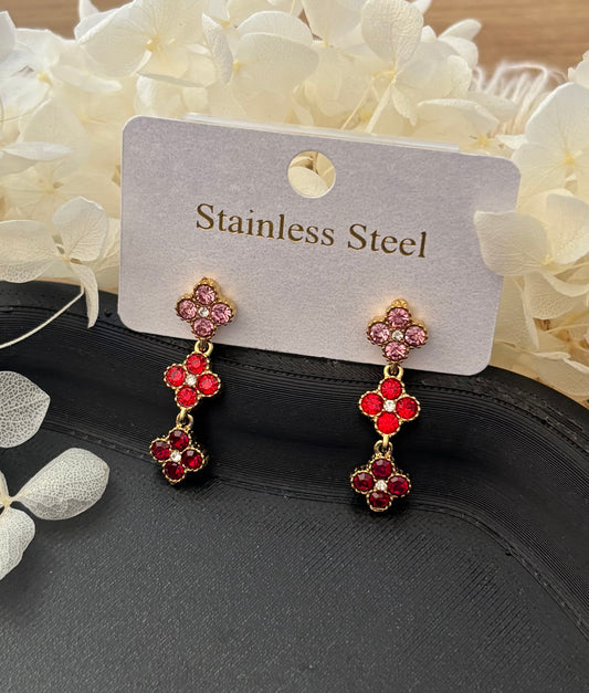 Boucles d’Oreilles Trèfle rouge